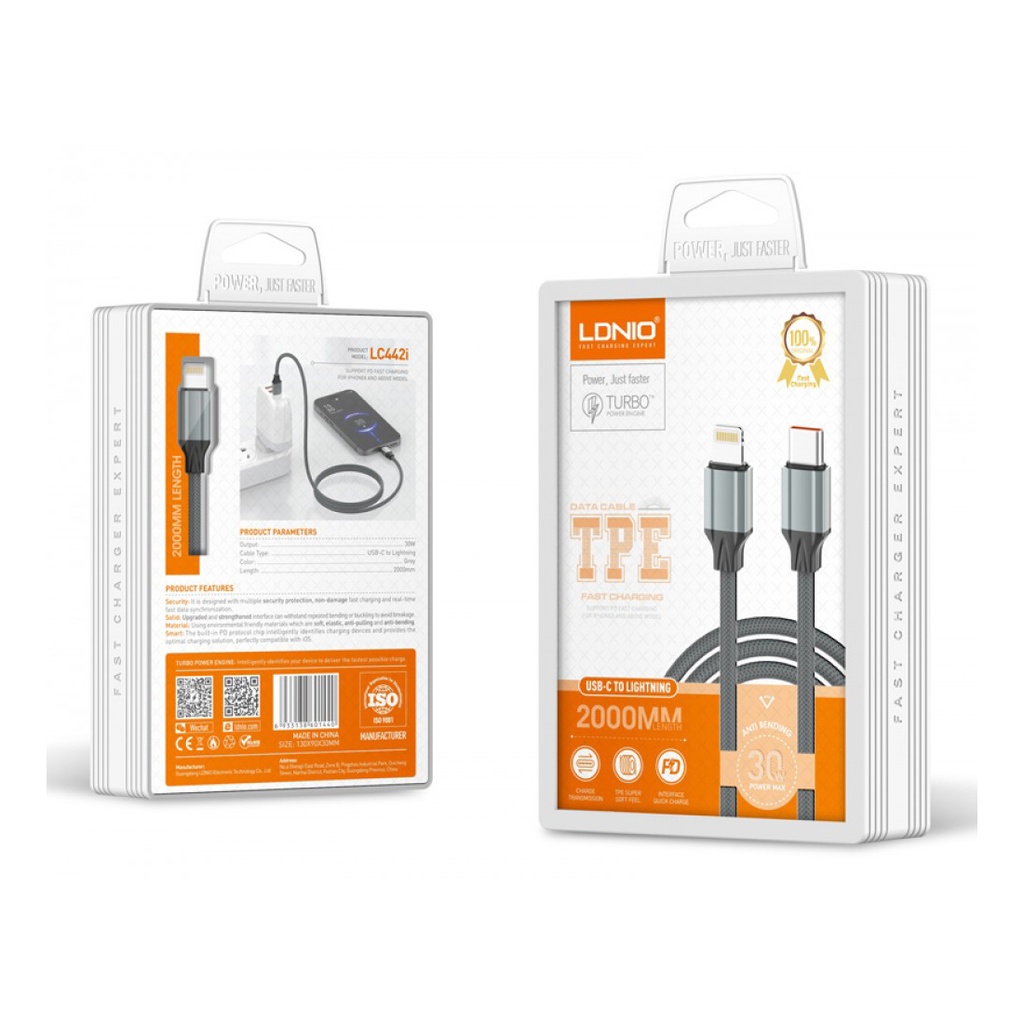LDNIO LC442i TPE Type-C To Lightning 30W Fast Charge Cable (2m)
