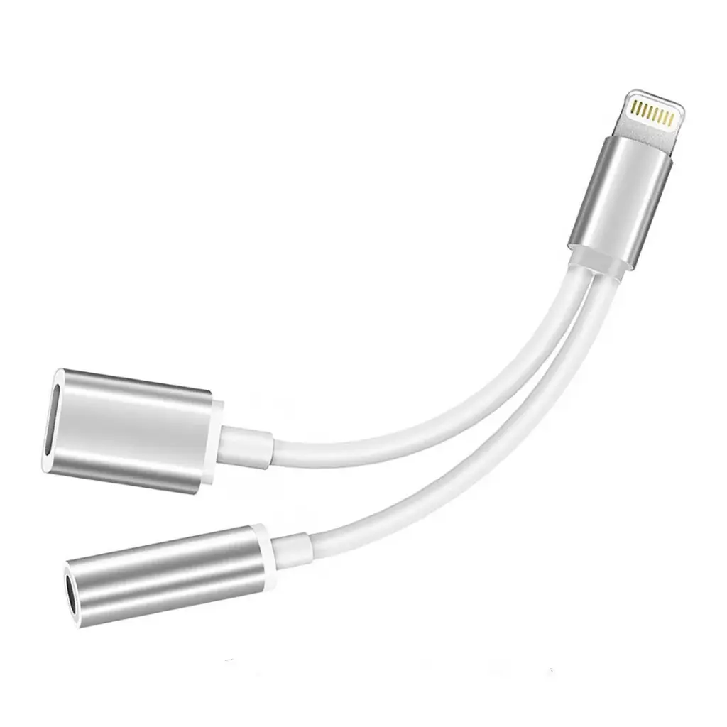 2 in 1 Lightning Adapter (3.5mm And Lightning) – Silver
