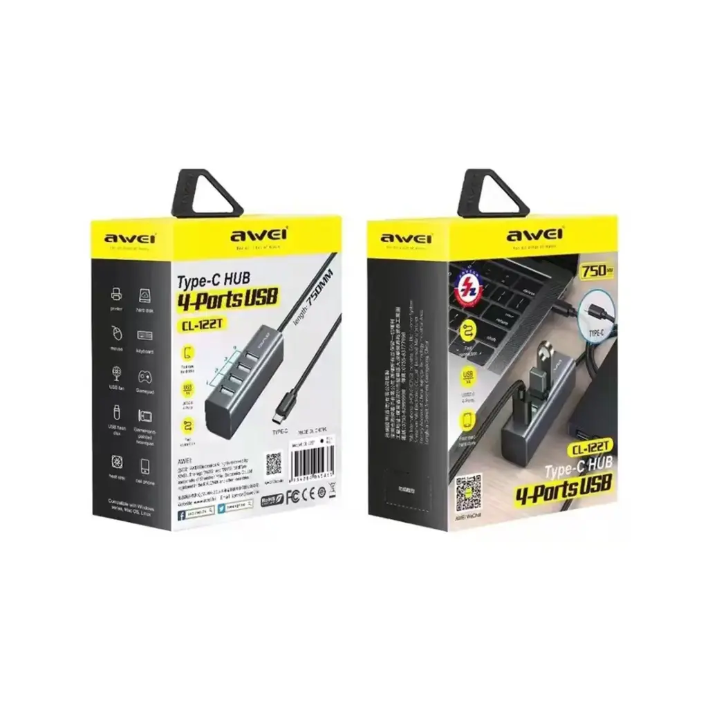 Awei CL122T | 4 x Ports USB Hub (Type-C)