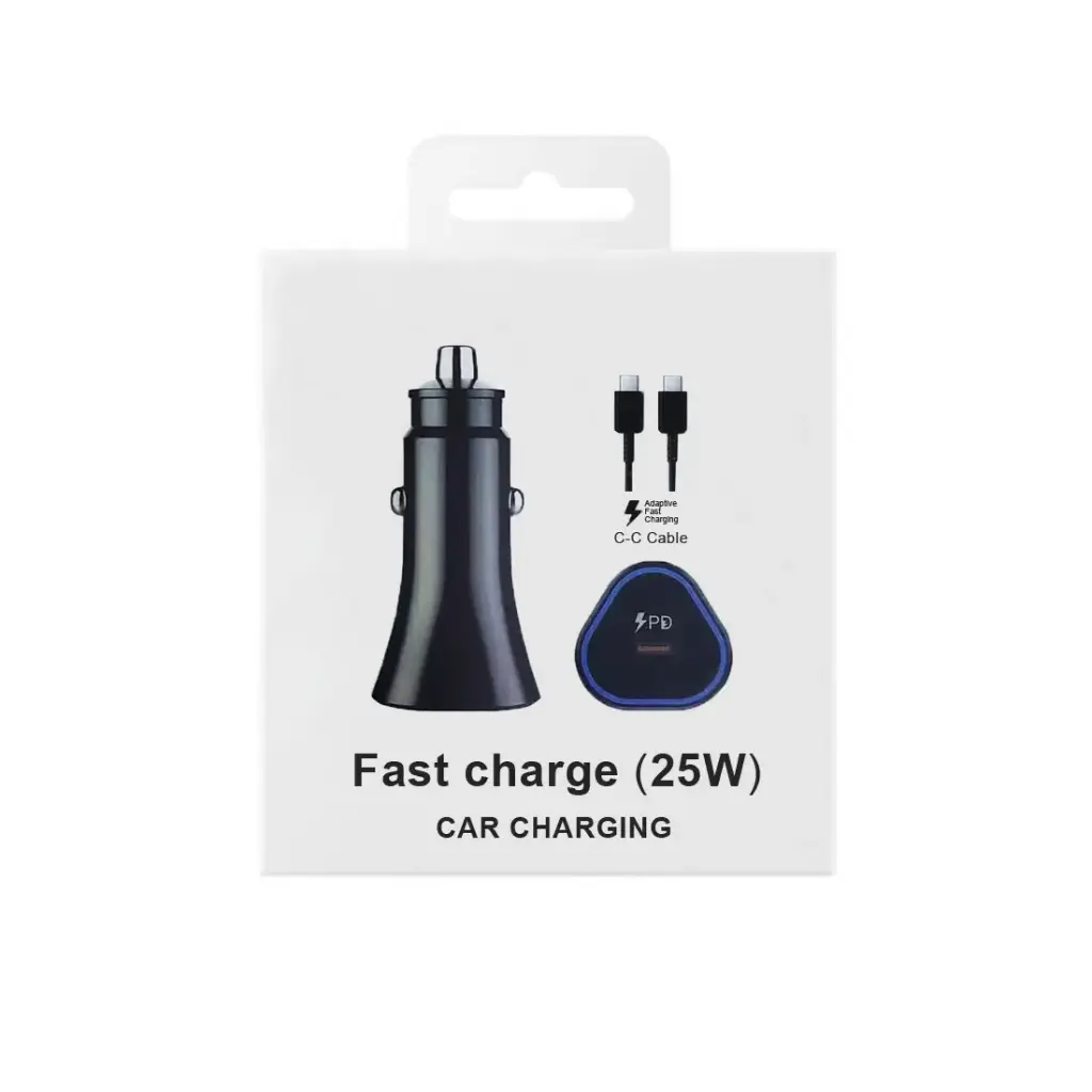 Samsung Car Adapter Pack (25W Type-C Charger + Type-C Cable) – Black
